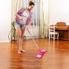 Microfiber Mop Metal Floor Dust Hairs Cleaning 360° Rotatable Washable Refill Pads Hard Handle (Hotpink)