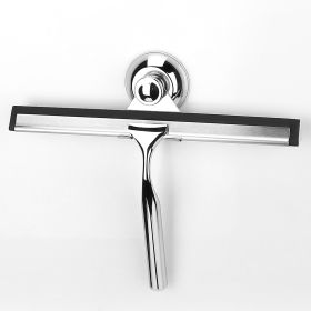 10.24in Shower Squeegee Cleaner All-Purpose Stainless Steel Glass Car Window Wiper w/ Suction Cup Hook For Shower Doors Bathroom Mirror