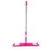 Microfiber Mop Metal Floor Dust Hairs Cleaning 360° Rotatable Washable Refill Pads Hard Handle (Hotpink)