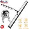 10.24in Shower Squeegee Cleaner All-Purpose Stainless Steel Glass Car Window Wiper w/ Suction Cup Hook For Shower Doors Bathroom Mirror