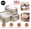 3 Pack Foldable Storage Bin with Lid Stackable Plastic Closet Organizer with Handle Divider Collapsible Drawer Organizer for Toys Clothes