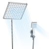 8In Rain Shower Head w/ 3.15In Hand-held Spray 4.92ft Hose Suction Bracket 3 Settings High Pressure Rain Shower Head Set