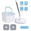 Spin Mop and Bucket with Wringer Set Flat Floor Mop with Clean and Dirty Water Separate System 2 Replaceable Reusable Washable Microfiber Mop Pads