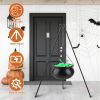 Halloween Large Witch Cauldron With 56.49” Tripod And Eyeball String Light Skeleton Halloween Outdoor Decoration For Porch Yard Patio Garden Living Ro