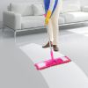 Microfiber Mop Metal Floor Dust Hairs Cleaning 360° Rotatable Washable Refill Pads Hard Handle (Hotpink)