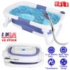 Baby Bath Tub with Thermometer Collapsible Travel-Friendly 0-24Months Baby Bathtub with Drain Hole For Newborn Infant Toddler Odorless Non-Toxic Folda