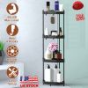 4 Tier Corner Shower Caddy Floor Standing Corner Shelf Carbon Steel Bathroom Storage Rack Organizer Stand with 4 Hooks for Bathroom Bathtub