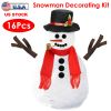 16Pcs Snowman Decorating Dressing Kit Winter Party Kids Outdoor Toys Christmas Decoration Gift Hat Scarf Eye Mouth Nose Accessories