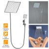 8In Rain Shower Head w/ 3.15In Hand-held Spray 4.92ft Hose Suction Bracket 3 Settings High Pressure Rain Shower Head Set