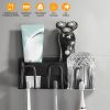 3 Slots Multifunctional Wall Mount Toothbrush Holder Rack Organizer Shelf No Drilling