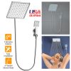 8In Rain Shower Head w/ 3.15In Hand-held Spray 4.92ft Hose Suction Bracket 3 Settings High Pressure Rain Shower Head Set