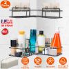 2Pcs Corner Shower Caddy Shelves Wall Mounted Basket Rack Bathroom Shampoo Holder Storage Organizer W/ 8Pcs Adhesive Hooks For Toilet Dorm Kitchen