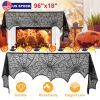 Halloween Decoration Black Lace Spiderweb Fireplace Mantle Scarf Cover Festive Party Supplies Fireplace Scarf 96 x 18 inch for Halloween Christmas Par
