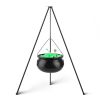 Halloween Large Witch Cauldron With 56.49” Tripod And Eyeball String Light Skeleton Halloween Outdoor Decoration For Porch Yard Patio Garden Living Ro