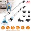 Electric Spin Scrubber Cordless Handheld Rechargeable Cleaning Brush with 4 Replaceable Heads 600/1000RPM Speeds 26/50in Length 20V/2.0Ah Battery for