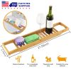Bamboo Bathtub Tray Bath Table Bathroom Storage Rack Soap Cellphone Wine Glass Shelf Organizer