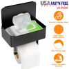 Toilet Paper Holder with Flushable Wipes Dispenser Wall Mount Stainless Steel Matte Black Toilet Paper Holder with Shelf for Bathroom