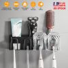 4 Slots Multifunctional Wall Mount Toothbrush Holder Rack Organizer Shelf No Drilling