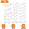 25Pcs Clear Plastic Drawer Organizers Set 4 Sizes Desk Drawer Dividers Trays Storage Bins for Vanity Cabinet Makeup Bathroom Office Kitchen Bedroom Je
