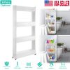iMounTEK 3 Tiers Slim Storage Cart Mobile Rolling Shelf Unit Narrow Space Shelf for Kitchen Bathroom Pantry Laundry Garage Office