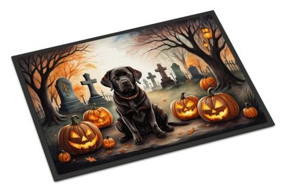 NEW Chocolate Labrador Retriever Spooky Halloween Doormat Front Door Mat Indoor Outdoor Rugs for Entryway, Non Slip Washable Low Pile, 18H X 27W