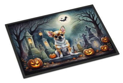 homNEW Chihuahua Spooky Halloween Doormat Front Door Mat Indoor Outdoor Rugs for Entryway, Non Slip Washable Low Pile, 18H X 27W