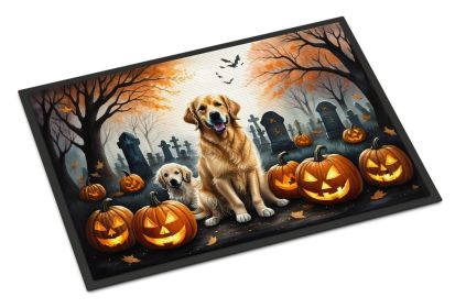 NEW Golden Retriever Spooky Halloween Doormat Front Door Mat Indoor Outdoor Rugs for Entryway, Non Slip Washable Low Pile, 18H X 27W