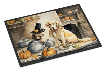 Yellow Lab Fall Kitchen Pumpkins Doormat Front Door Mat Indoor Outdoor Rugs for Entryway, Non Slip Washable Low Pile, 24H X 36W