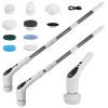 Electric Spin Scrubber with Extendable Telescopic Arm Cordless Voice Prompt Cleaning Brush with 3 Adjustable Speeds 9 Replaceable Brush Heads For Bath