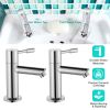 2pcs/Pair Bathroom Sink Faucet Cold & Hot Water Basin Tap 2 Hole Brass Construction Chrome Finish
