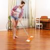 Microfiber Mop Metal Floor Dust Hairs Cleaning 360° Rotatable Washable Refill Pads Hard Handle (Orange)