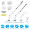 Electric Spin Scrubber Cordless Rechargeable Telescopic Cleaning Brush 6 Replaceable Heads 2 Speed Adjustable Extension Arm Bathroom Tub Tile Floor