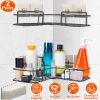 2Pcs Corner Shower Caddy Shelves Wall Mounted Basket Rack Bathroom Shampoo Holder Storage Organizer W/ 8Pcs Adhesive Hooks For Toilet Dorm Kitchen
