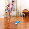 Microfiber Mop Metal Floor Dust Hairs Cleaning 360° Rotatable Washable Refill Pads Hard Handle (Blue)