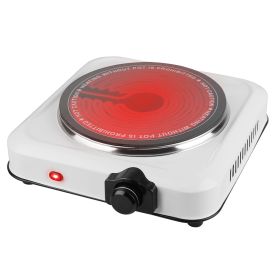 1000W Electric Infrared Single Burner Portable Heating Hot Plate Stove Countertop RV Hotplate with 7.5” Glass Cooktop Stepless Temperature Adjustments (Option: White)