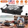 1000W Electric Single Burner Portable Coil Heating Hot Plate Stove Countertop RV Hotplate with 5 Temperature Adjustments Portable Handles