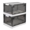 2 Packs Foldable Storage Bins Collapsible Storage Box Organizer Stackable Toy Container with Double Doors Top Lid Rolling Wheels for Clothes Toys Book