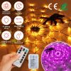 3.28FT Spider Web Light with Hairy Spider 70LED Battery Powered Remote Control 8 Lighting Modes Glowing Outdoor Indoor Wall Halloween Decoration