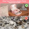 2-Layer Jewelry Box for Women Girls Lockable Leather Jewelry Organizer Jewelry Travel Case for Rings Earrings Necklaces Bracelets