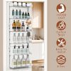 Over The Door Pantry Organizer 6-Tier Pantry Door Organizer Carbon Steel 110LBS Loading Easy Install Behind Door Storage For Closet Kitchen Bathroom 5