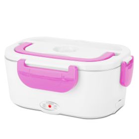 Electric Heating Lunch Box Food Heater Container Travel Thermal Bento Box Portable Food Warmer w/ 2 Removable Compartments 1 Free Spoon 1L (Option: Pink)