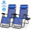2Packs Zero Gravity Lounge Chair w/ Dual Side Tray 330lbs Load Foldable Recliner Chair w/ Stress Relief Pillow Patio Poolside Beach Lying Chair