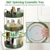 3 Tier Rotating Makeup Organizer 360° Spinning Perfume Cosmetic Storage Tray 55LBS Load Countertop Shelves for Lotion Lipstick