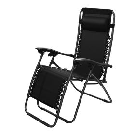 Zero Gravity Lounge Chair 330lbs Load Foldable Recliner Chair w/ Stress Relief Pillow Patio Poolside Beach Lying Chair (Option: 1pc)