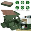 Folding Storage Bin Camping Collapsible Organizer Box Stackable Grocery Container Shelf Baskets with Cutting Board Top Lid 4 Side Lockable Doors Wheel