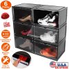 6Packs Collapsible Shoe Box Stackable Shoe Storage Bin Transparent Dustproof Hard PP Shoe Organizer Container with Magnetic Door