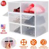 6Pcs Collapsible Shoe Box Stackable Shoe Storage Bin Transparent Dustproof PP Shoe Organizer Container