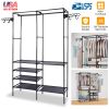 Metal Garment Rack Shoe Clothing Organizer Shelves Freestanding Multifunctional Clothes Wardrobe