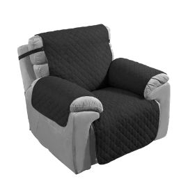 Reversible Sofa Cover Chair Loveseat Couch Slipcover Microfiber Cushion Furniture Protector Shield Water-Resistant w/ Elastic Strap for Kids Pet Dog C (Option: 1S_Black)