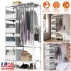 Portable Closet Wardrobe Clothes Storage Cabinet Organizer Garment Hanging Rack Shelves with 4 Storage Bags 1 Shelf 1 Hanging Rod 4 Hooks